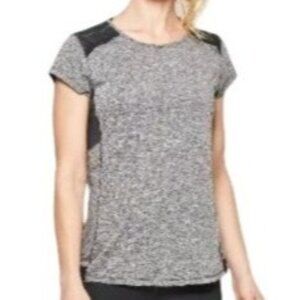 Champion C9 Womans Large Open Back Cut Out Gray Black Mesh Accent Athletic Top